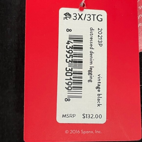 NWT SPANX Vintage Black Distressed Ankle Skinny Pull On Stretch Jeggings Size 3X - Picture 4 of 11